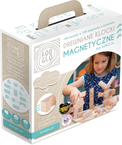 Drewniane Klocki Magnetyczne KOOGLO MEGA Natural 100 el.