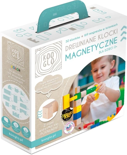 Drewniane Klocki Magnetyczne KOOGLO Basic Color 50 el.